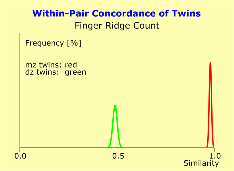 Within-pair concordances in monozygotic and dizygotic twins