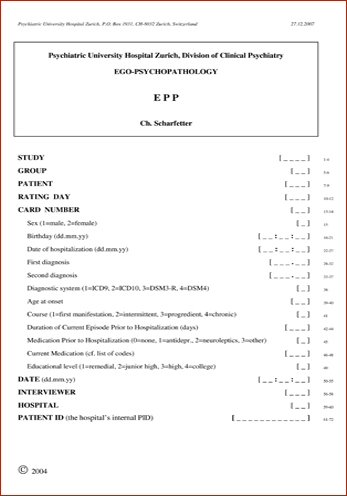 EPP: Ego-Psychopathology, Ch. Scharfetter